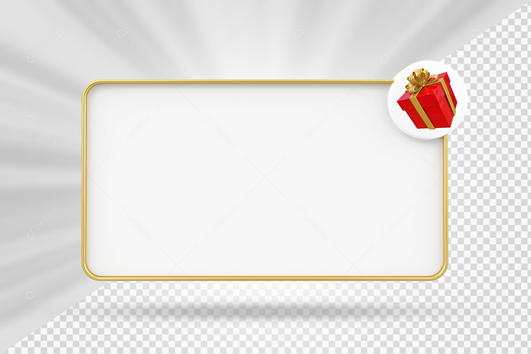 Caixa De Mensagem Com Ìcone De Presente Branco Elemento 3D PSD