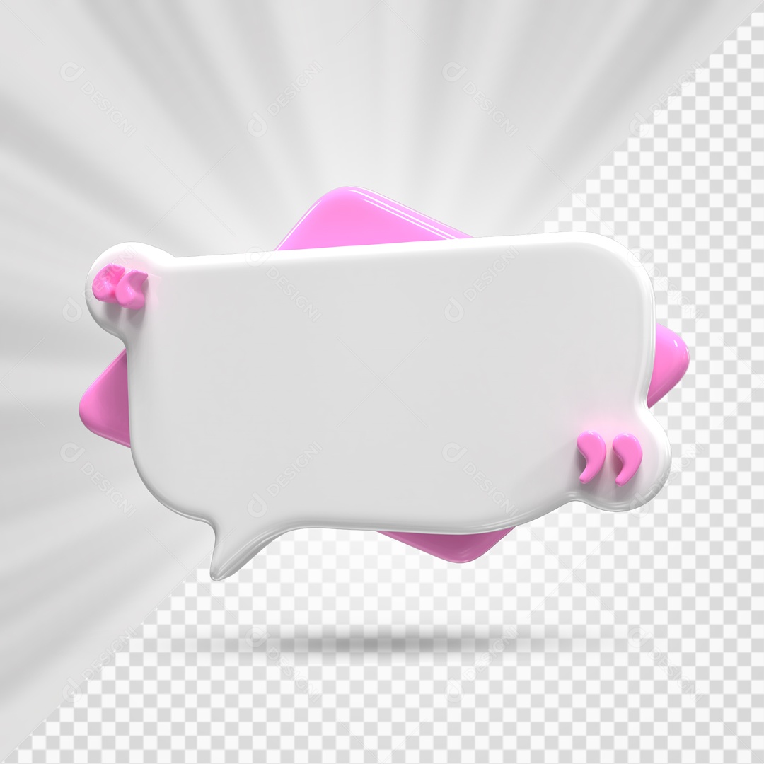 Caixa De Mensagem e Notificação Branco E Rosa Elemento 3D PSD