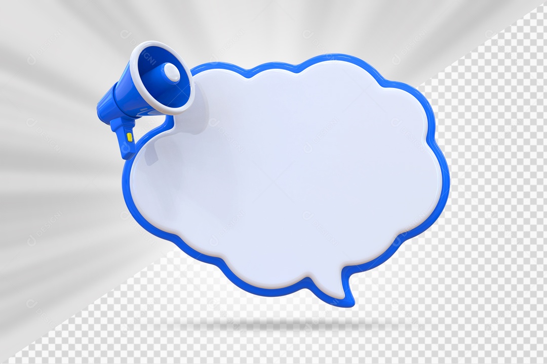 Nuvem De Mensagem Com Ícone De Mega Fone Azul E Branco Elemento 3D PSD