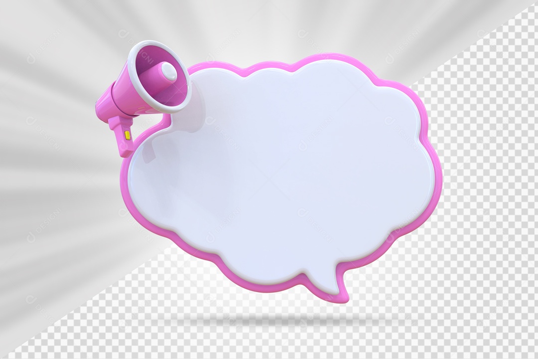 Nuvem De Mensagem Com Ícone De Mega Fone Rosa E Branco Elemento 3D PSD