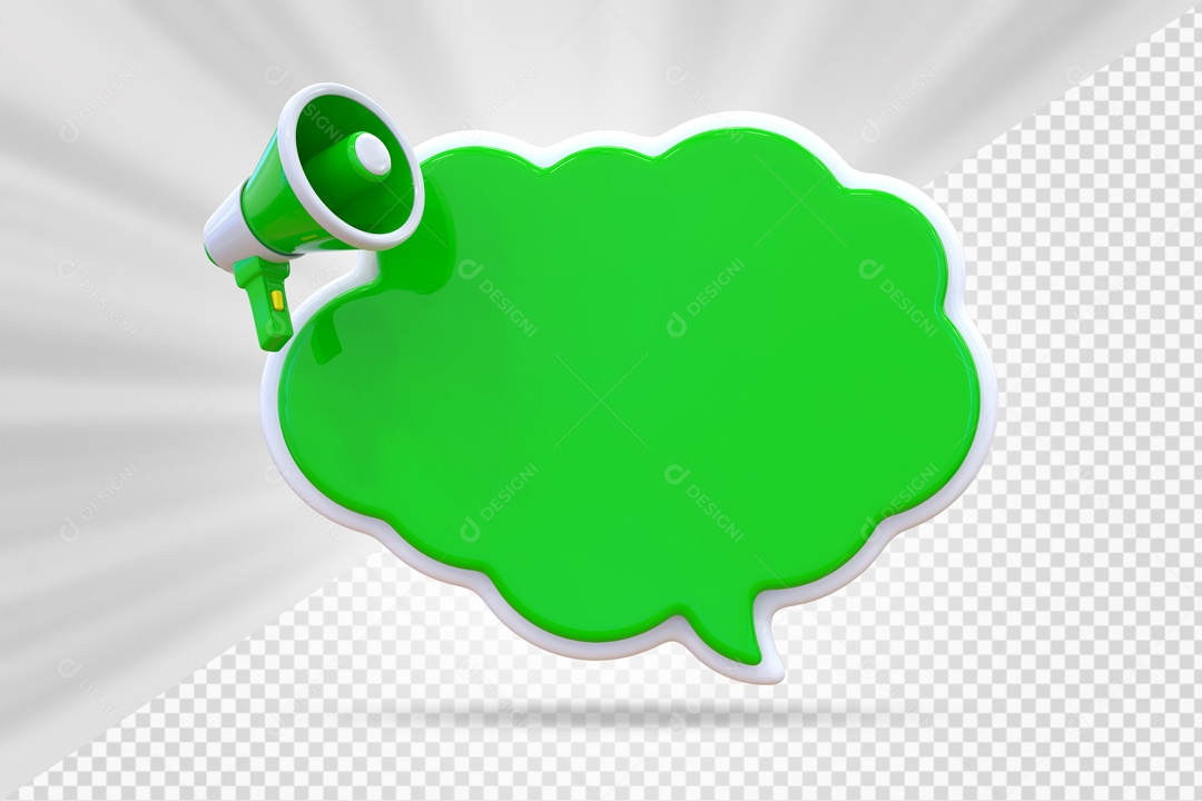 Nuvem De Mensagem Com Ícone De Mega Fone Verde Elemento 3D PSD