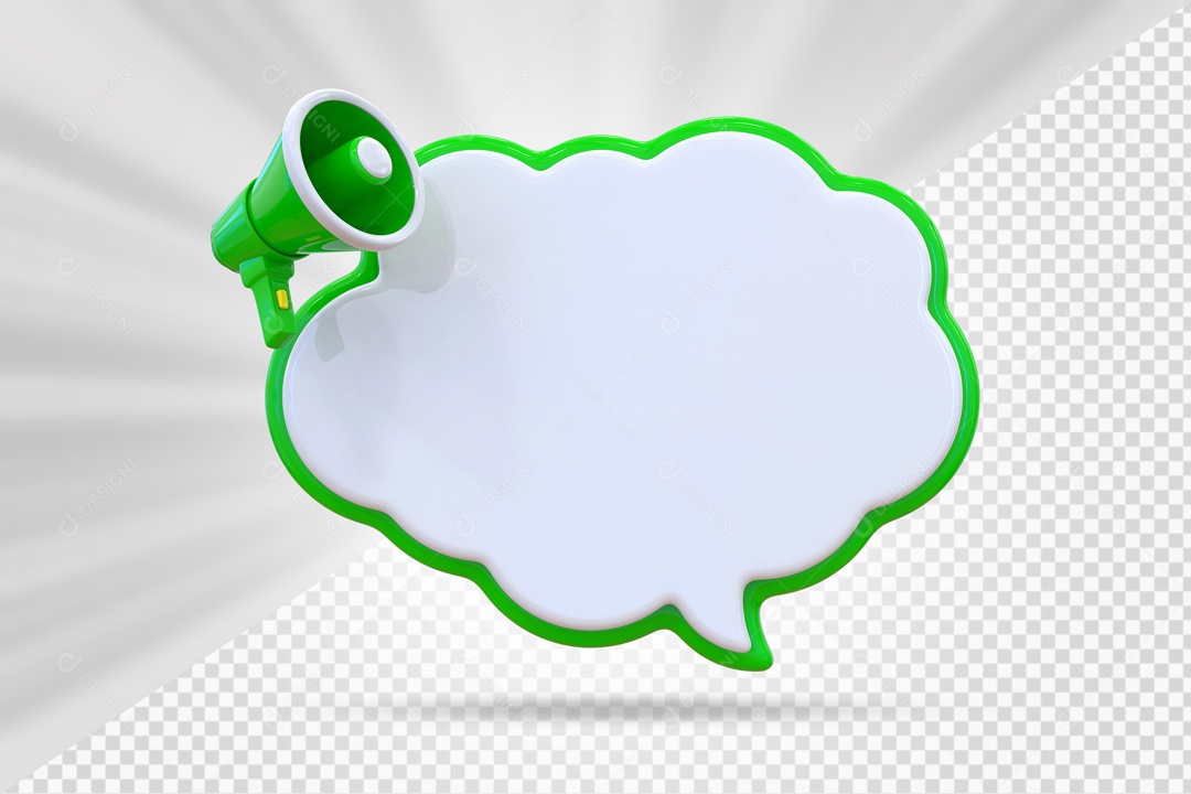 Nuvem De Mensagem Com Ícone De Mega Fone Verde E Branco Elemento 3D PSD