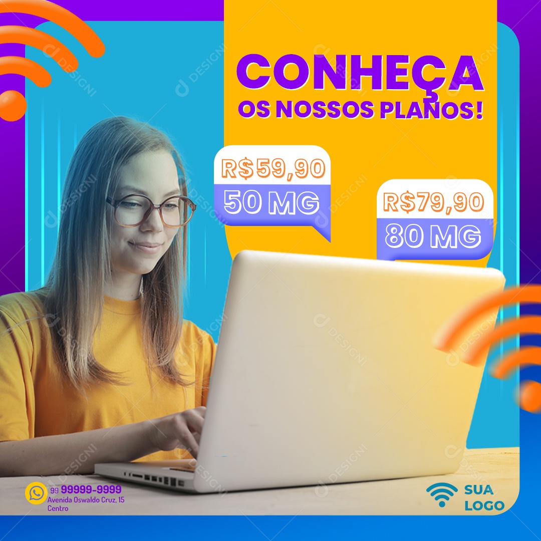 Conheça Os Nossos Planos 50 MG 59,90 Provedor de Internet Social Media PSD Editável