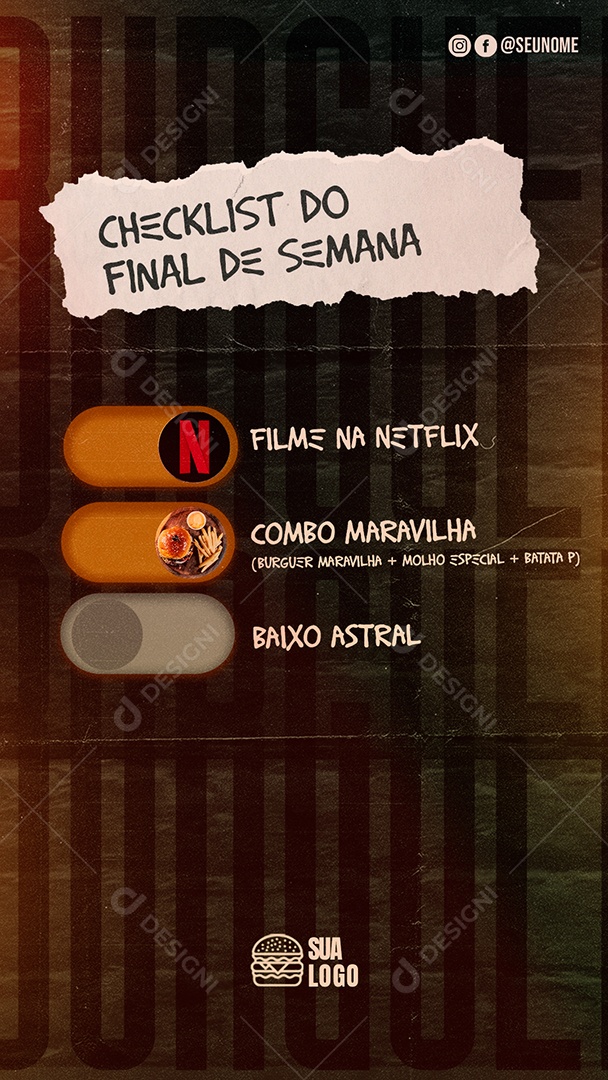 Story Checlist For The Weekend Movie On Netflix Combo Wonder Bass Astral Hamburger Social Media PSD Editable