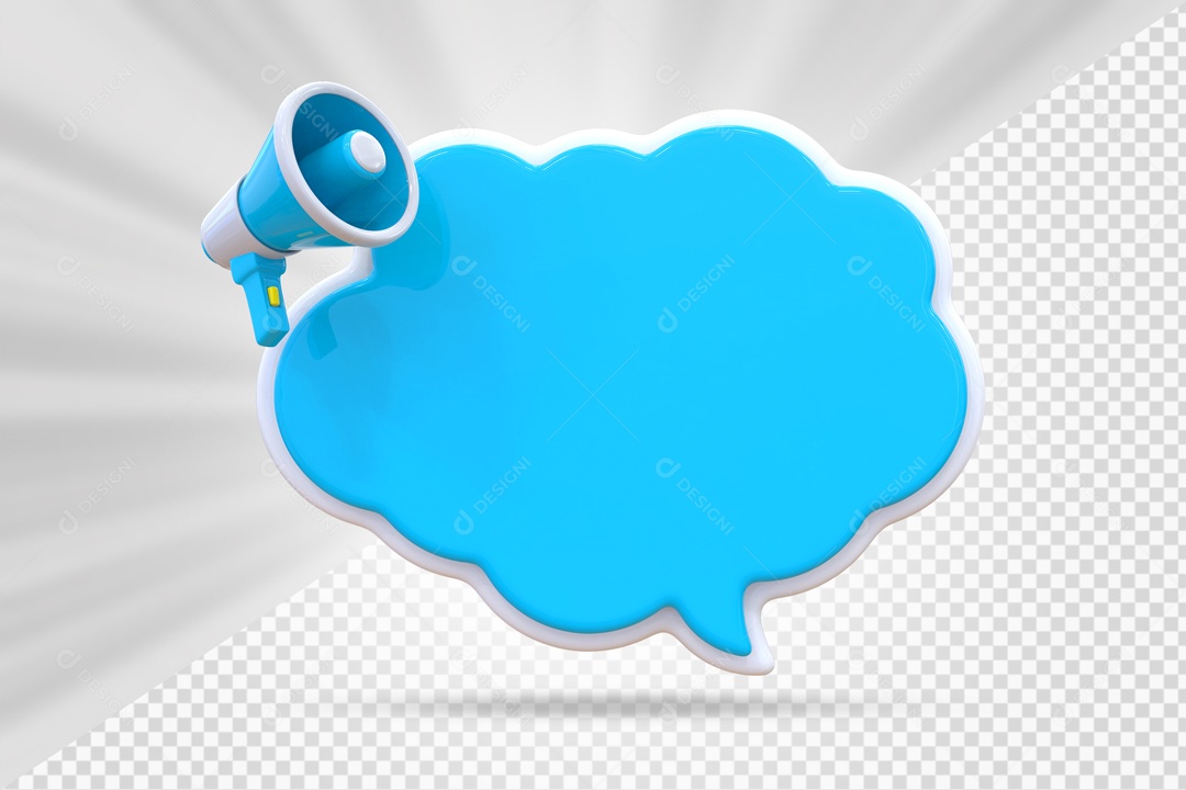 Nuvem De Mensagem Com Ícone De Mega Fone Azul Claro Elemento 3D PSD