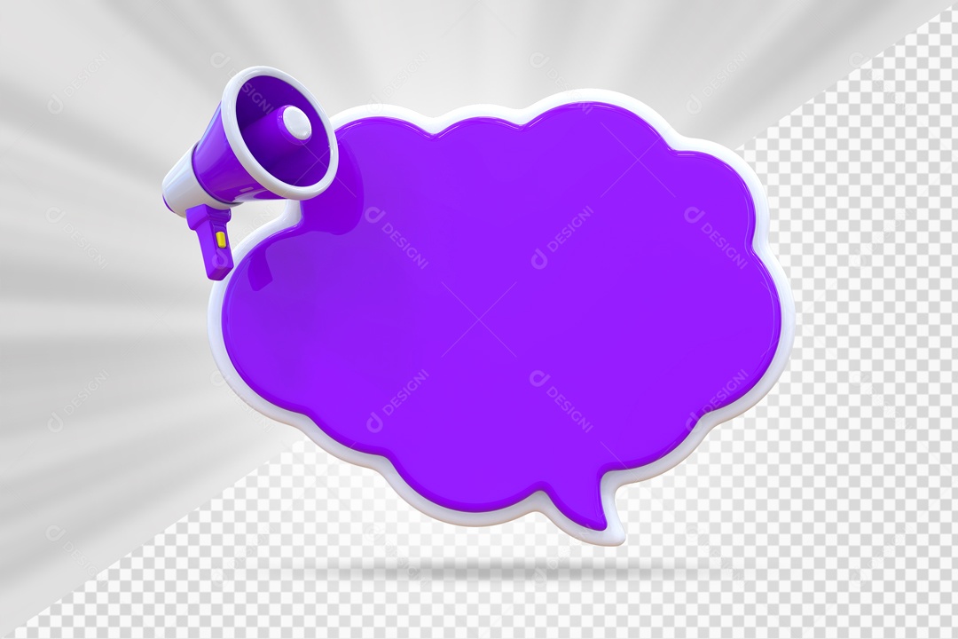 Nuvem De Mensagem Com Ícone De Mega Fone Roxo Elemento 3D PSD