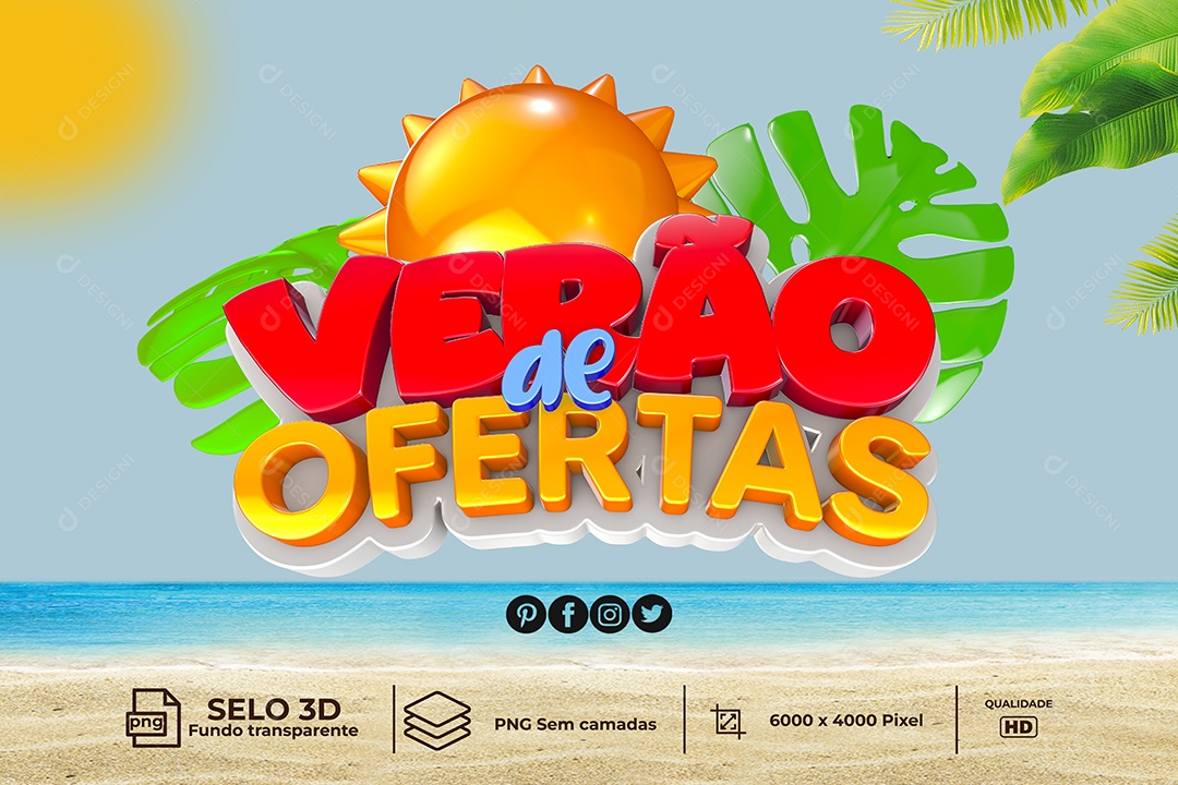 Verão De Ofertas Selo 3D Para Composição PNG Transparente