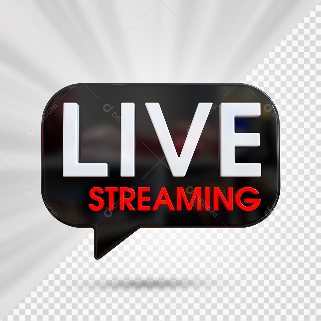 Live Stream Preto Vernelho E Branco Selo 3D PSD
