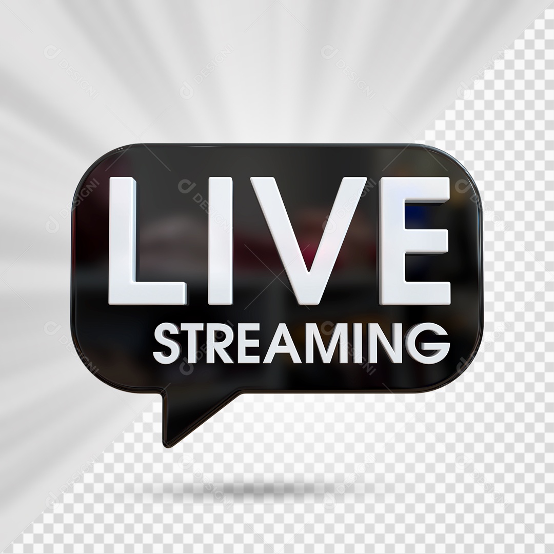 Live Stream Preto E Branco Selo 3D PSD