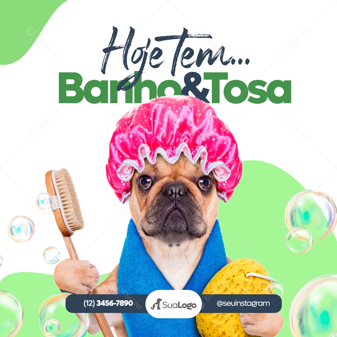 Hoje Tem Banho & Tosa Clínica Veterinária Social Media PSD Editável