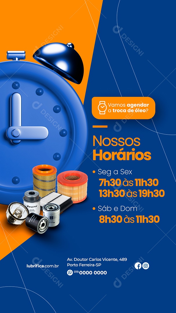Story Nossos Horários Oficina Mecânica Social Media PSD Editável