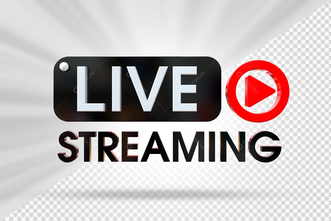 Live Stream Branco Preto E Vermelho Selo 3D PSD