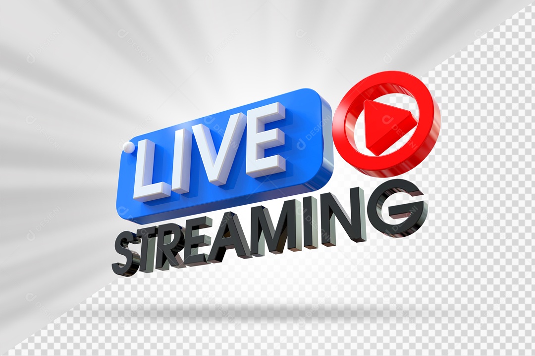 Live Streaming Azul Vermelho Preto E Branco Selo 3D PSD