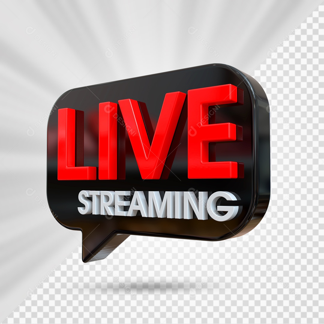 Live Streaming Preto Vermelho E Branco Selo 3D PSD