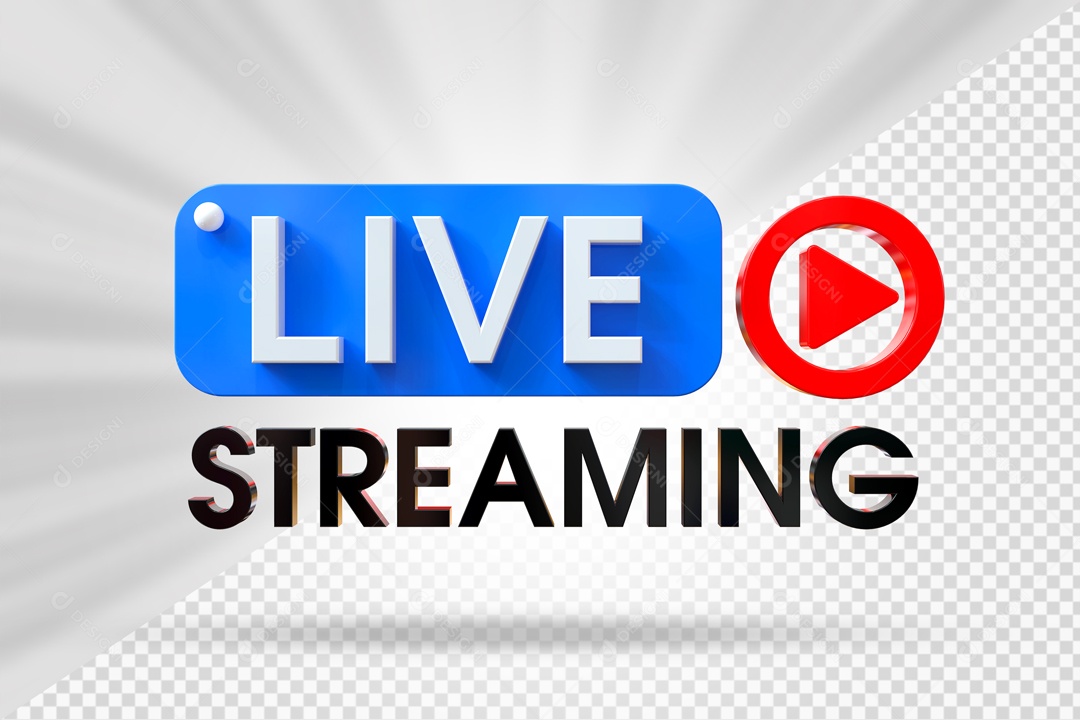 Live Stream Azul Vermelho Preto E Branco Selo 3D PSD