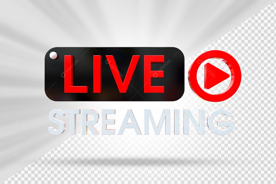 Live Stream Preto Vermelho E Branco Selo 3D PSD