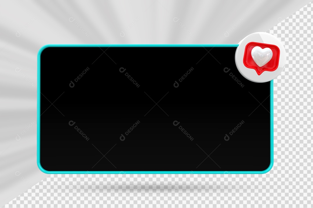 Caixa de Perguntas Preto e Azul Ícone De Coração Elemento 3D Para Composição PSD