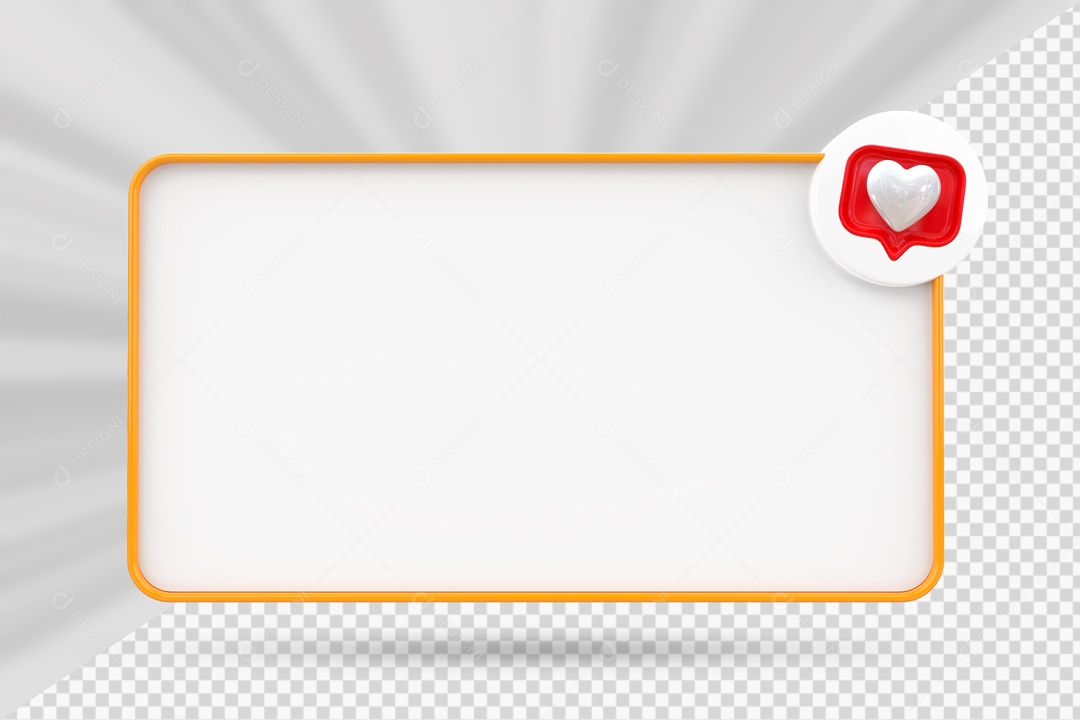 Caixa de Perguntas Branco e Laranja Ícone De Coração Elemento 3D Para Composição PSD