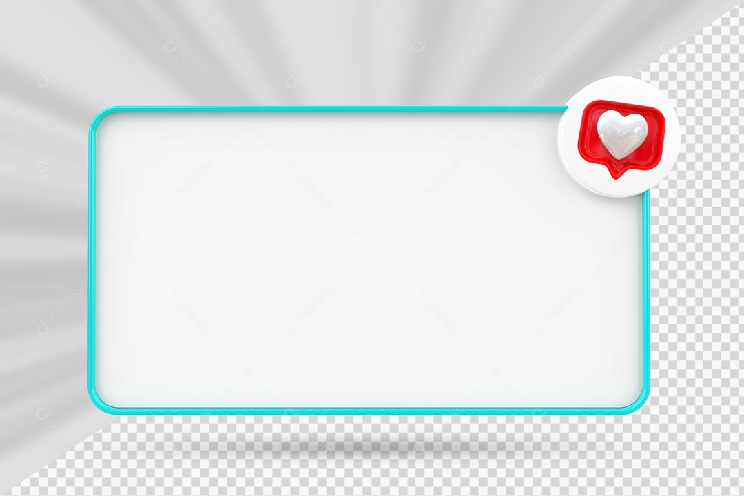 Caixa de Perguntas Azul e Branco Ícone De Coração Elemento 3D Para Composição PSD