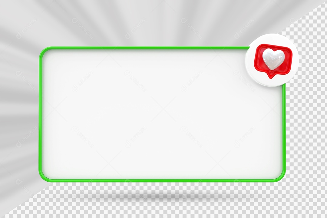Caixa de Perguntas Branco e Verde Ícone De Coração Elemento 3D Para Composição PSD