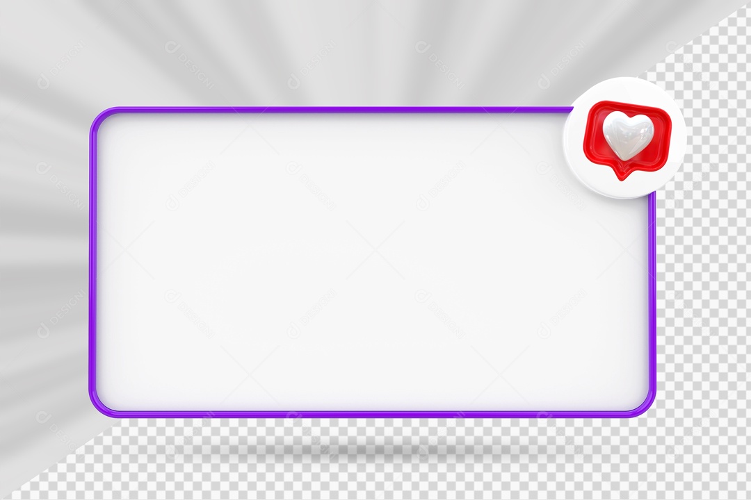 Caixa de Perguntas Roxo e Branco Ícone De Coração Elemento 3D Para Composição PSD