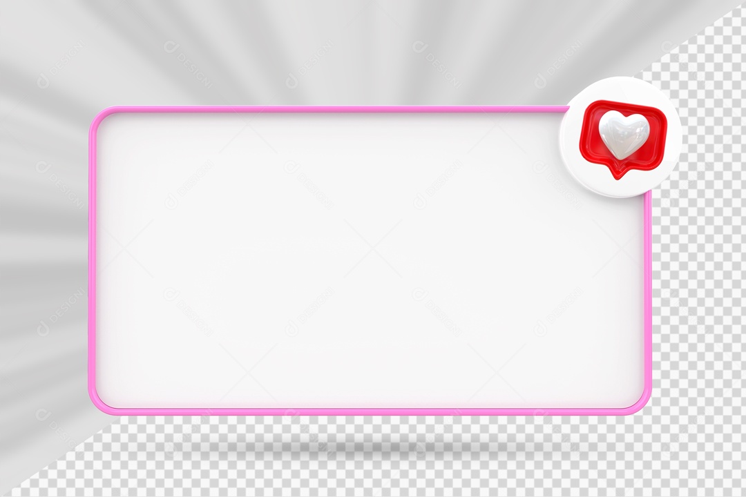 Caixa de Perguntas Branco e Rosa Ícone De Coração Elemento 3D Para Composição PSD