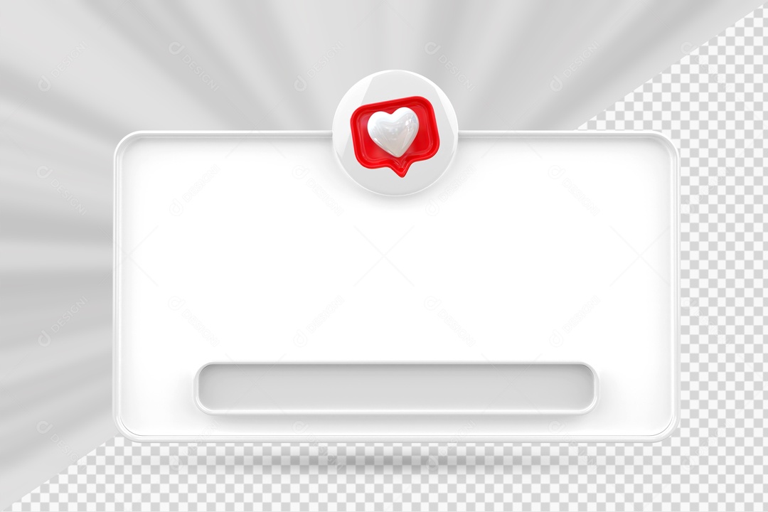 Caixa de Texto Branco Ícone De Coração Elemento 3D Para Composição PSD