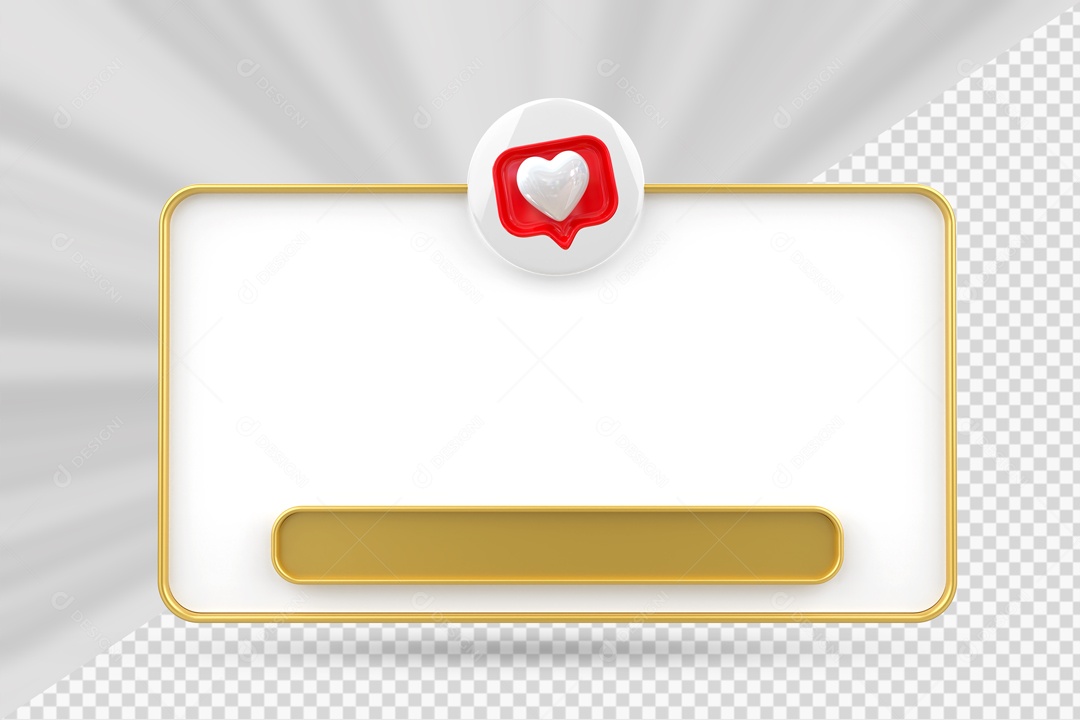 Caixa de Texto Branco e Marrom Ícone De Coração Elemento 3D Para Composição PSD