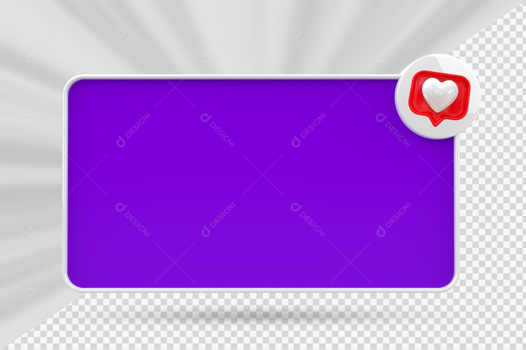 Caixa de Texto Roxo Ícone De Coração Elemento 3D Para Composição PSD