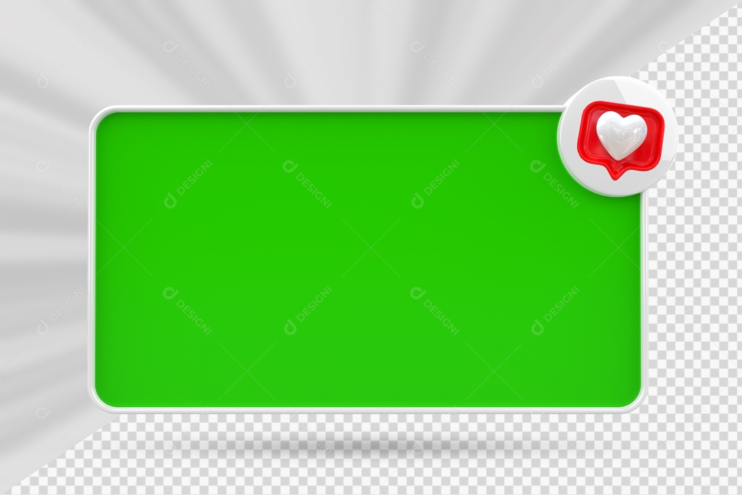 Caixa de Texto Verde Ícone De Coração Elemento 3D Para Composição PSD