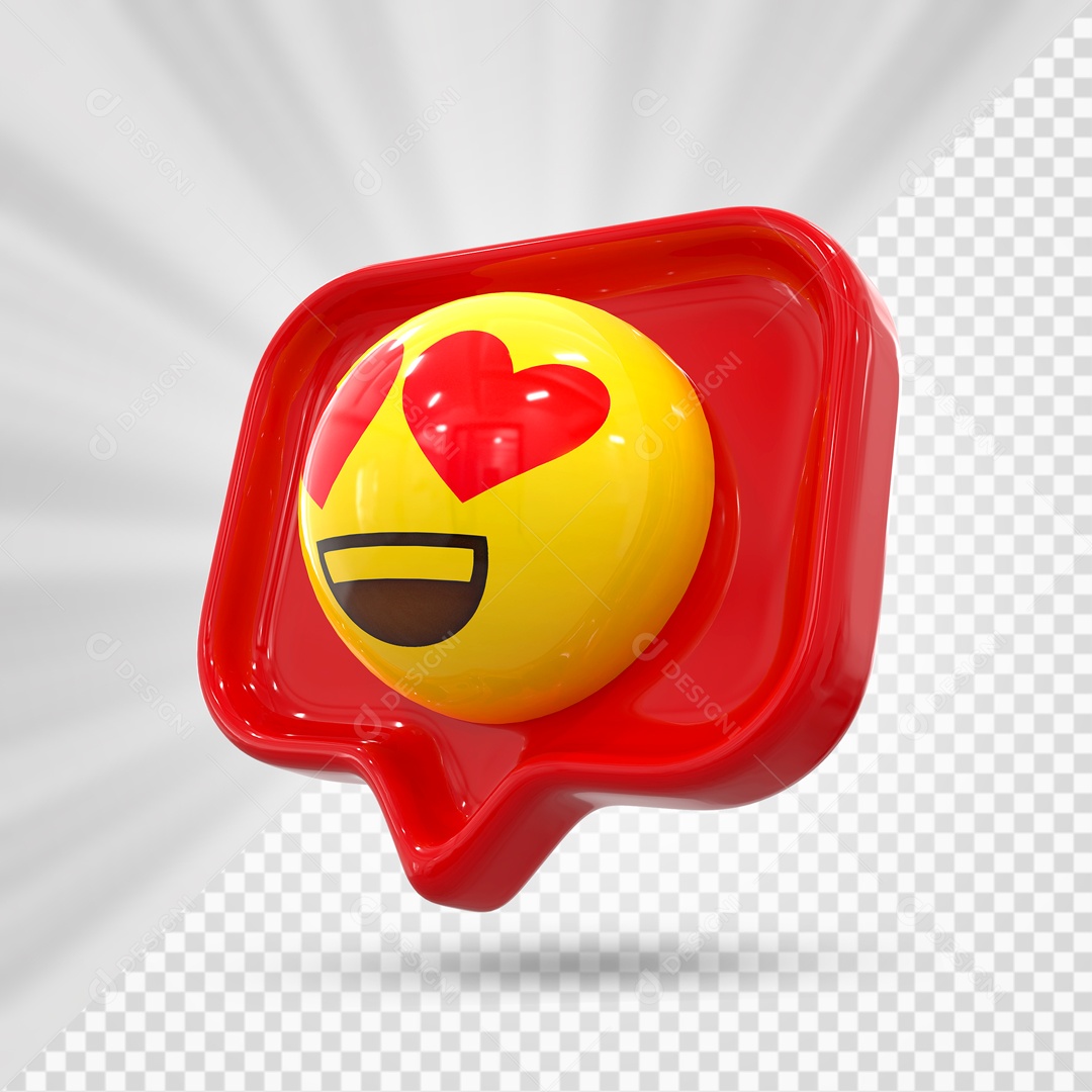 Emoji Vermelho Reação Apaixonado Olhos De Coração Elemento 3D Para Composição PSD
