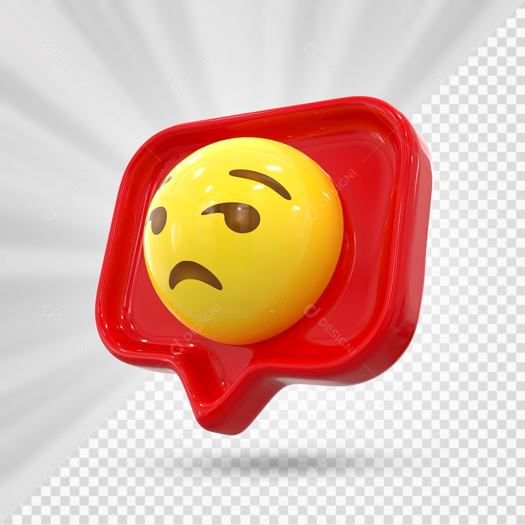 Emoji Vermelho Reação Entediado Elemento 3D Para Composição PSD