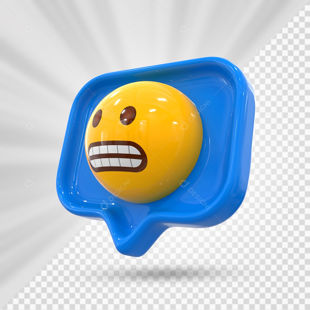 Emoji Azul Reação Careta Elemento 3D Para Composição PSD