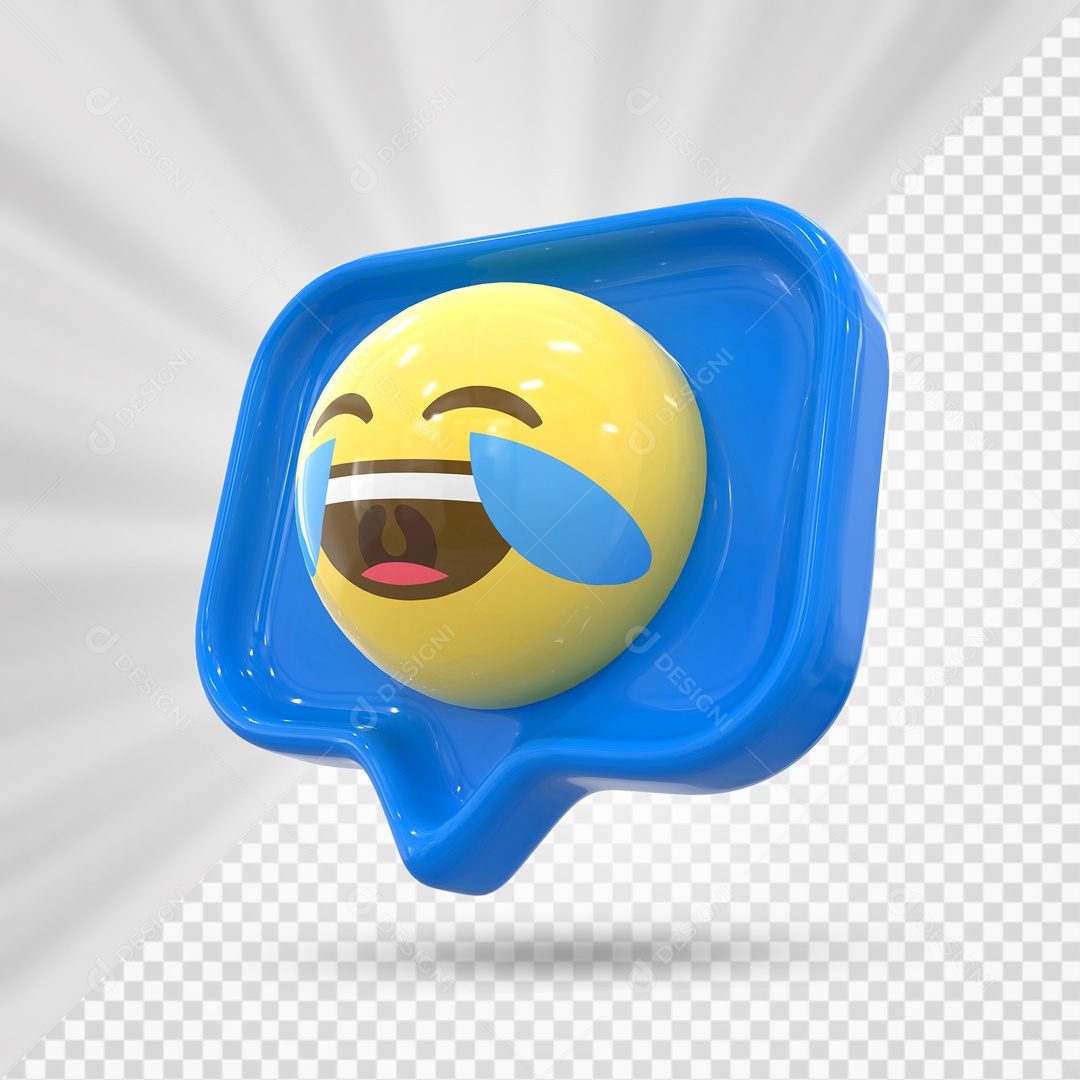 Emoji de Comentário Azul Chorando de Alegria Elemento 3D Para Composição PSD