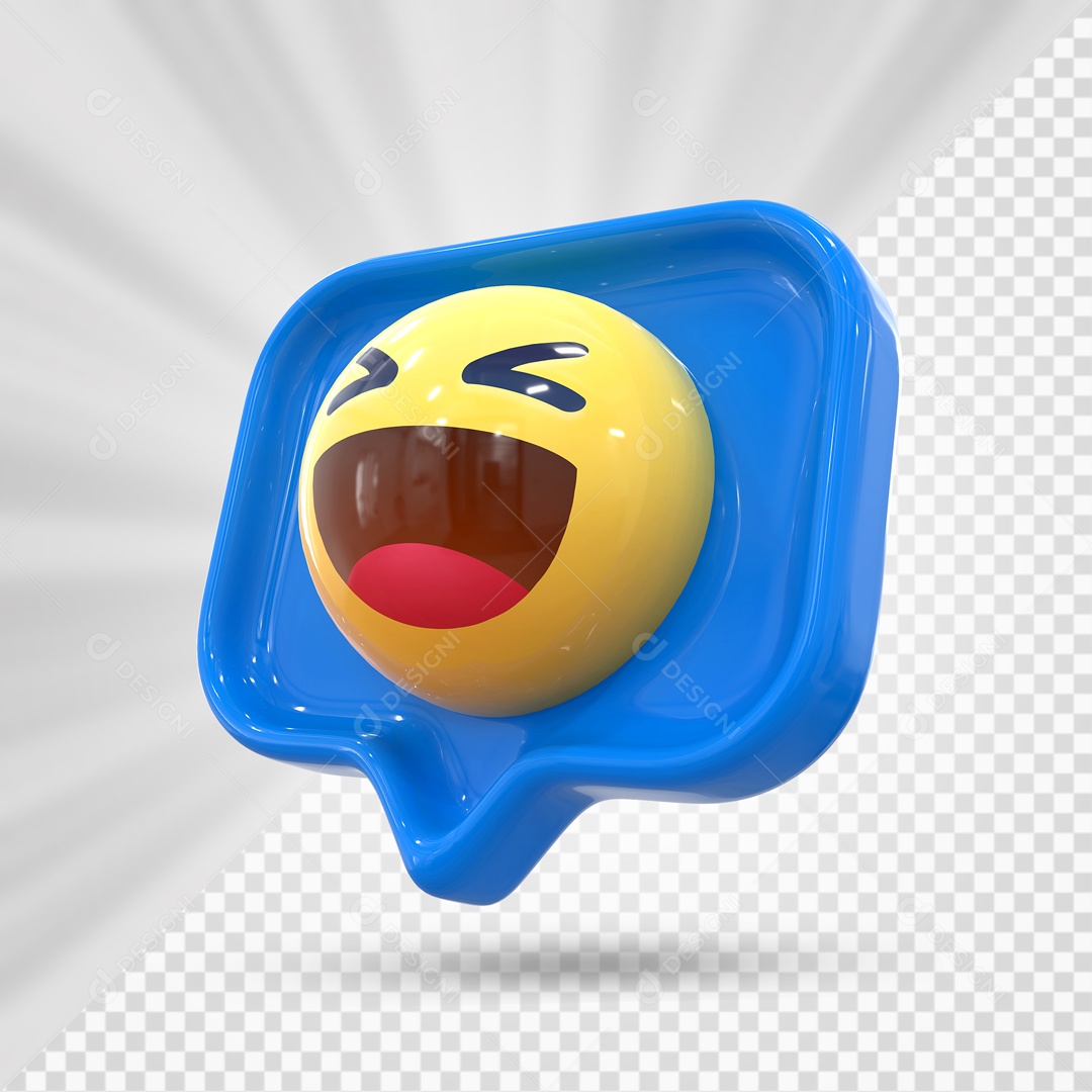 Emoji de Comentário Azul Feliz Elemento 3D Para Composição PSD