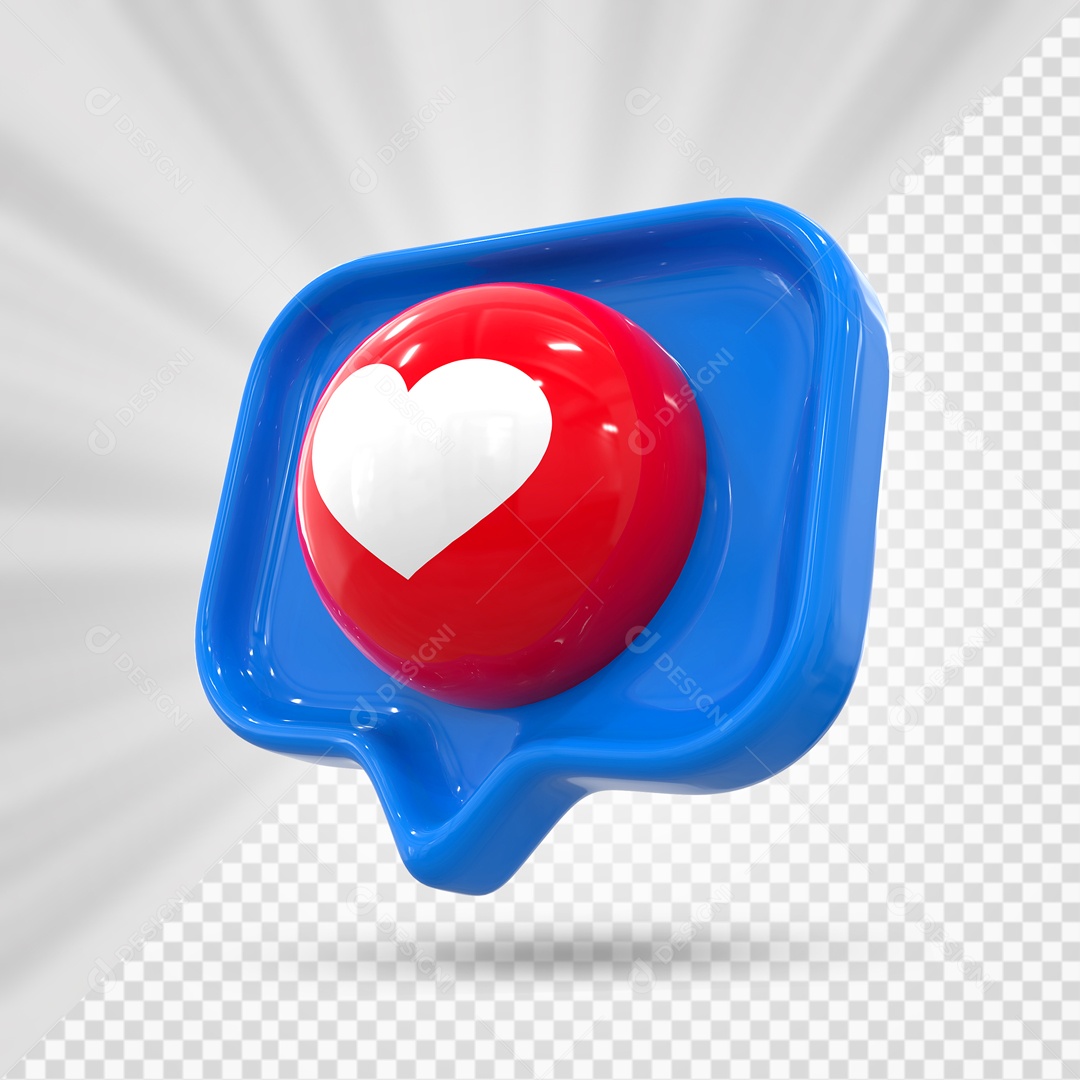 Emoji Azul De Coração Elemento 3D Para Composição PSD