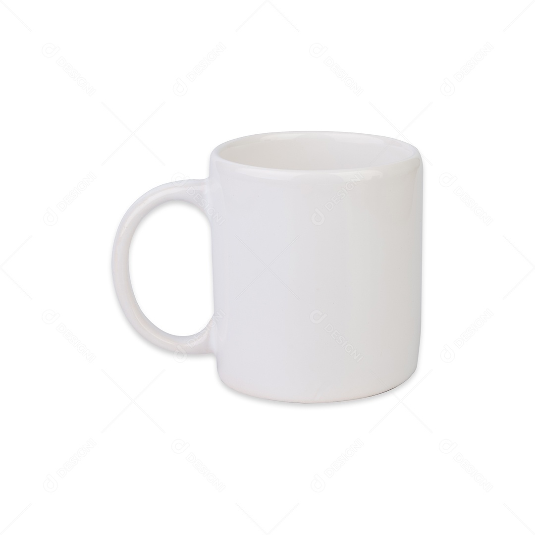 Xícara de café de cerâmica branca isolada sobre fundo branco