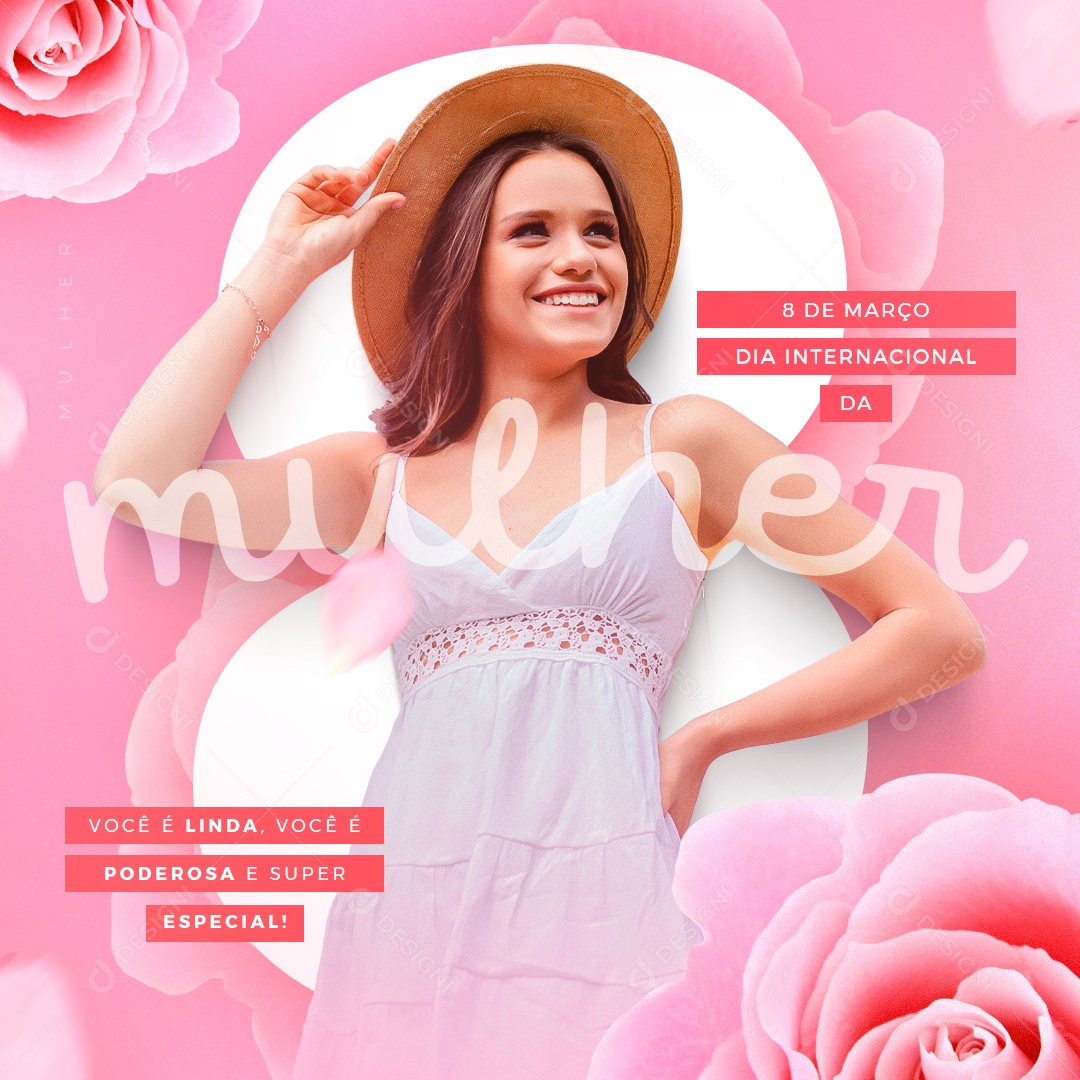Dia Internacional da Mulher 8 de Março Social Media PSD Editável