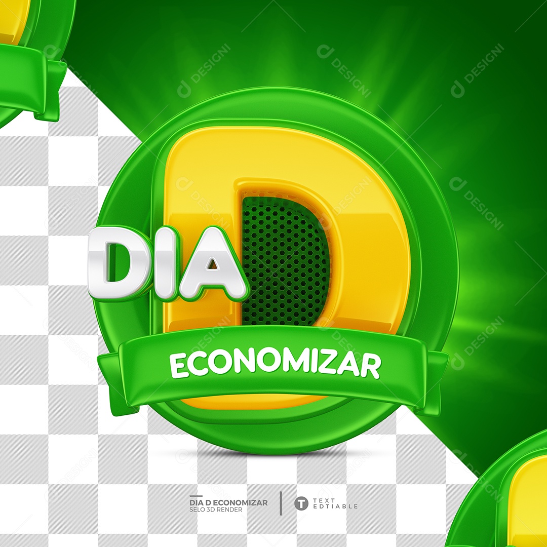 Dia de Economizar Selo 3D Verde Para Composição PSD