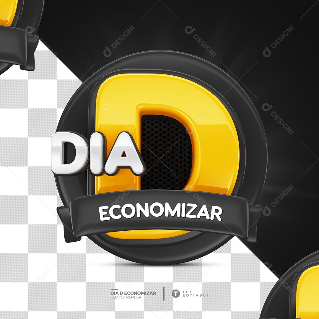 Dia de Economizar Selo 3D Preto Para Composição PSD