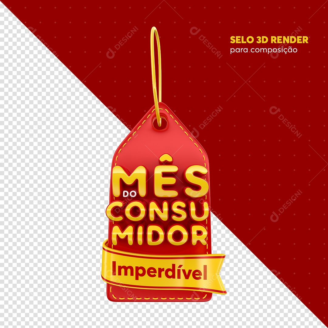 Mês Do Consumidor Imperdível Selo 3D Vermelho e Dourado Para Composição PSD