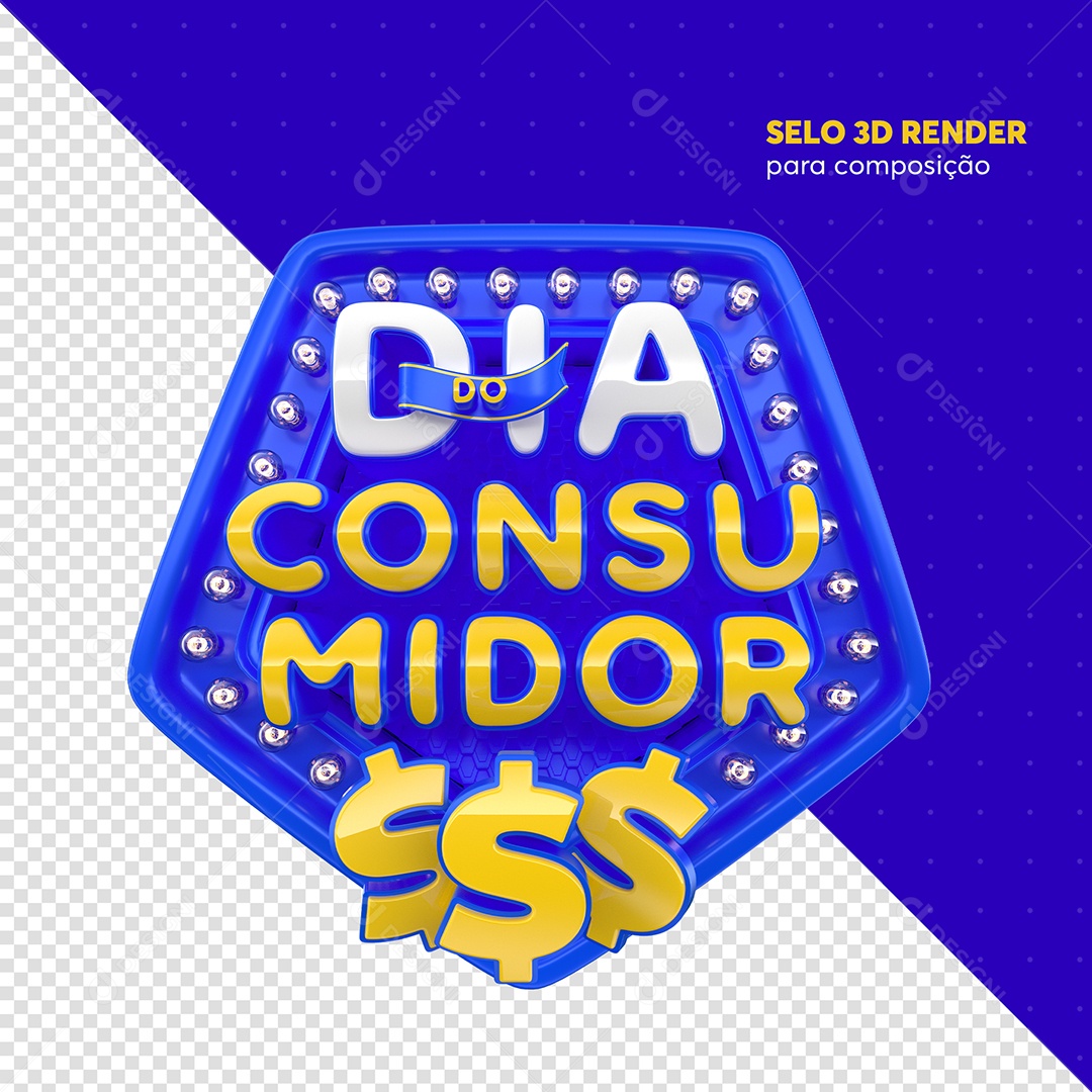 Dia Do Consumidor Selo 3D Azul Para Composição PSD