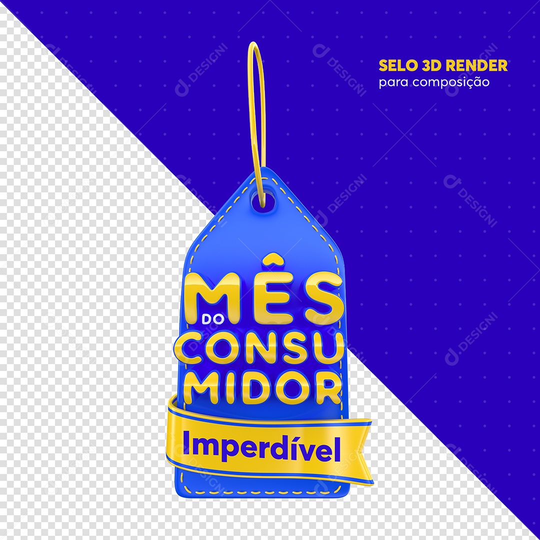 Mês Do Consumidor Imperdível Selo 3D Azul e Dourado Para Composição PSD