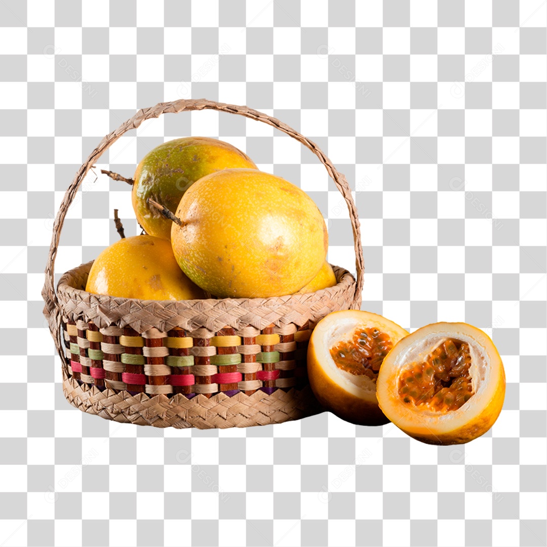 Fruta Maracujá em Cestas PNG Transparente