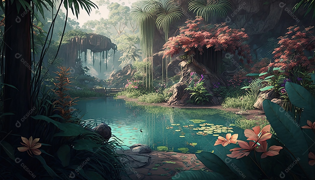 Ilustração da floresta tropical encantada