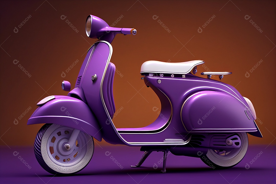 Bela scooter elétrica com linda coloração roxa em background gerada por IA