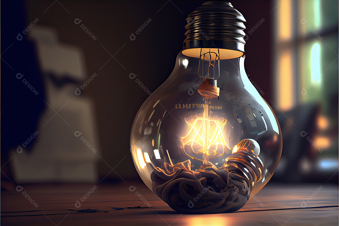 Dia Internacional da Luz, 16 de maio, lâmpada emitindo renderização foto realista