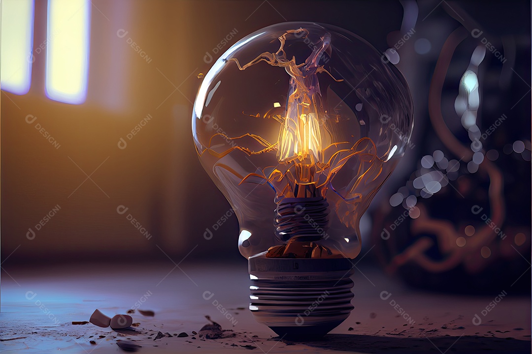 Dia Internacional da Luz, 16 de maio, lâmpada emitindo renderização foto realista