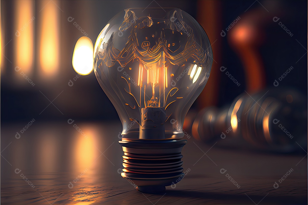 Dia Internacional da Luz, 16 de maio, lâmpada emitindo renderização foto realista