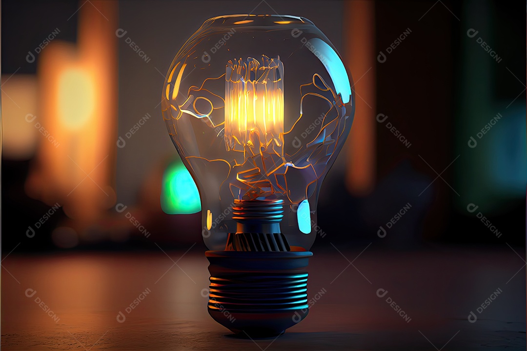 Dia Internacional da Luz, 16 de maio, lâmpada emitindo renderização foto realista